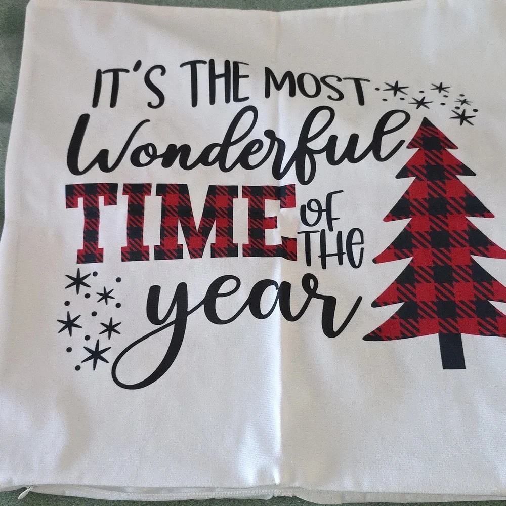 Festive Holiday Pillow Cover - Red and Black Plaid 18x18 Inches